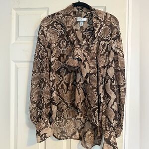Altuzarra Tan and Brown Snake Print Blouse